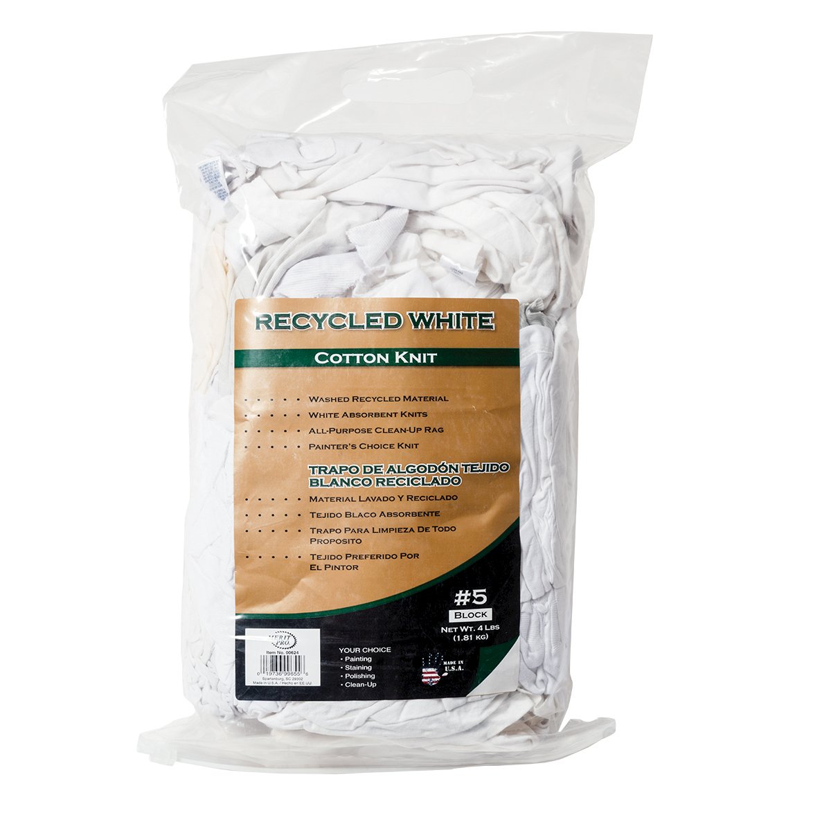 4 LB #5 Block Recycled White Cotton Knit Cloth Rags