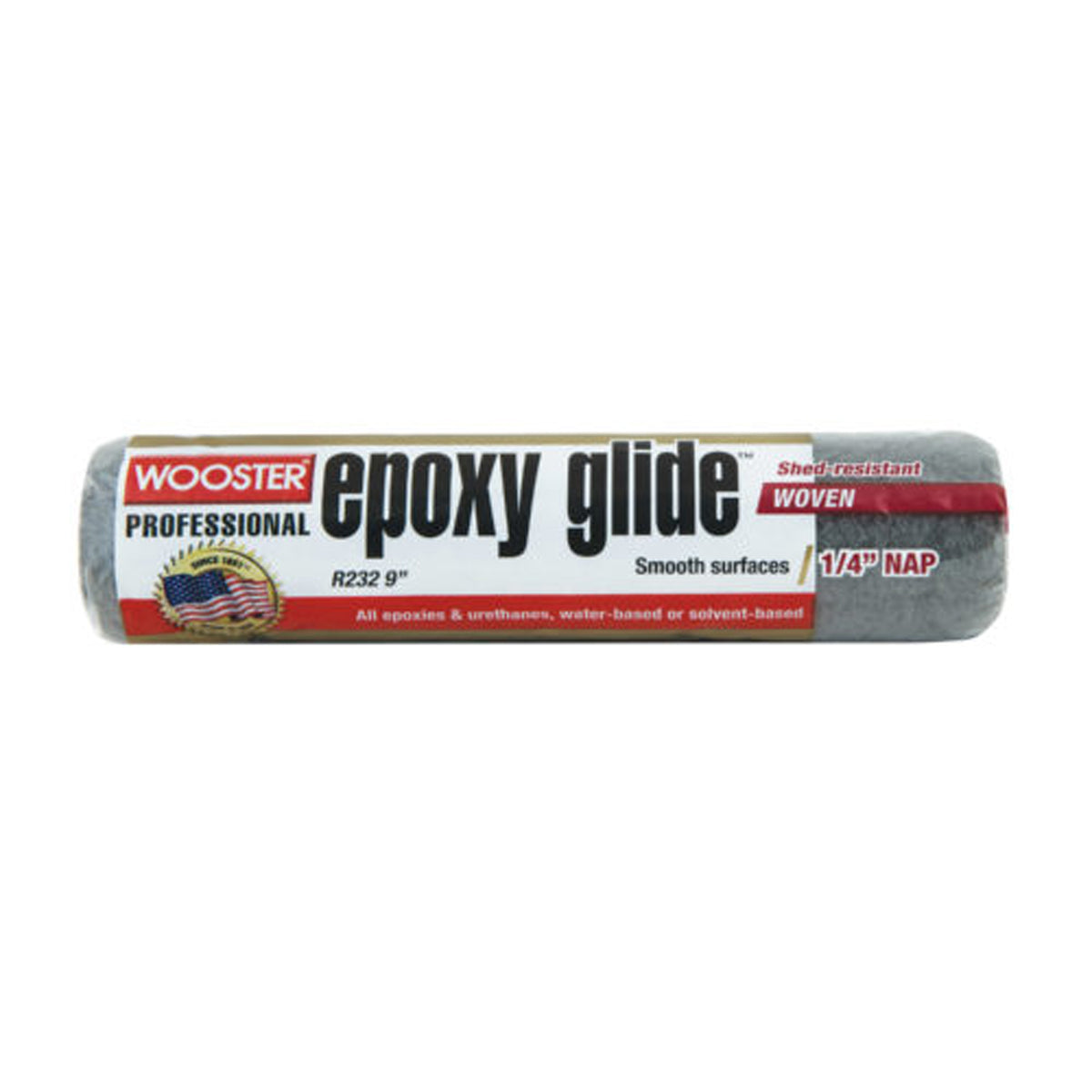 9" Epoxy Glide Roller Cover - 1/4" Nap, with End Caps