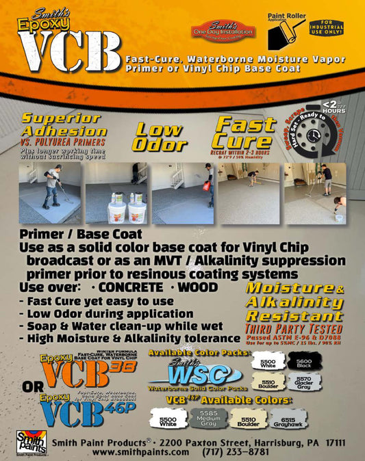 Smith's VCB46P Fast-Cure Solid Color Waterborne Epoxy Base Coat for Vinyl Chip Broadcast